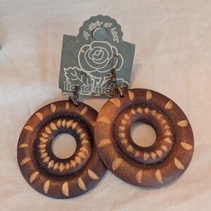 Brown Wooden Hoop Earrings
